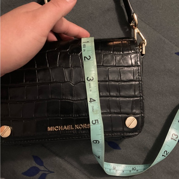 NWT Michael Kors Black Croc Print Crossbody - Picture 7 of 13